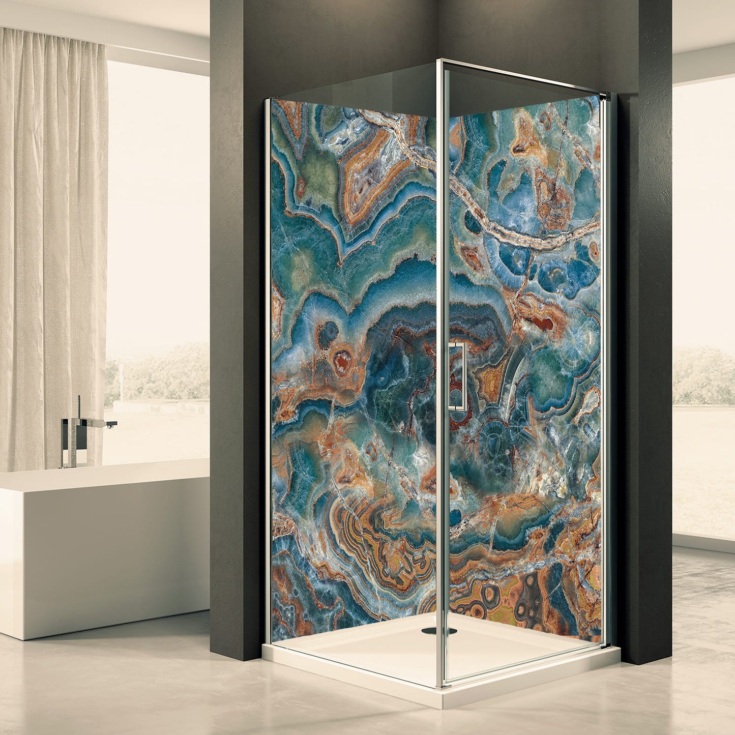 Doucheachterwand marmersteen 3 motief 0357