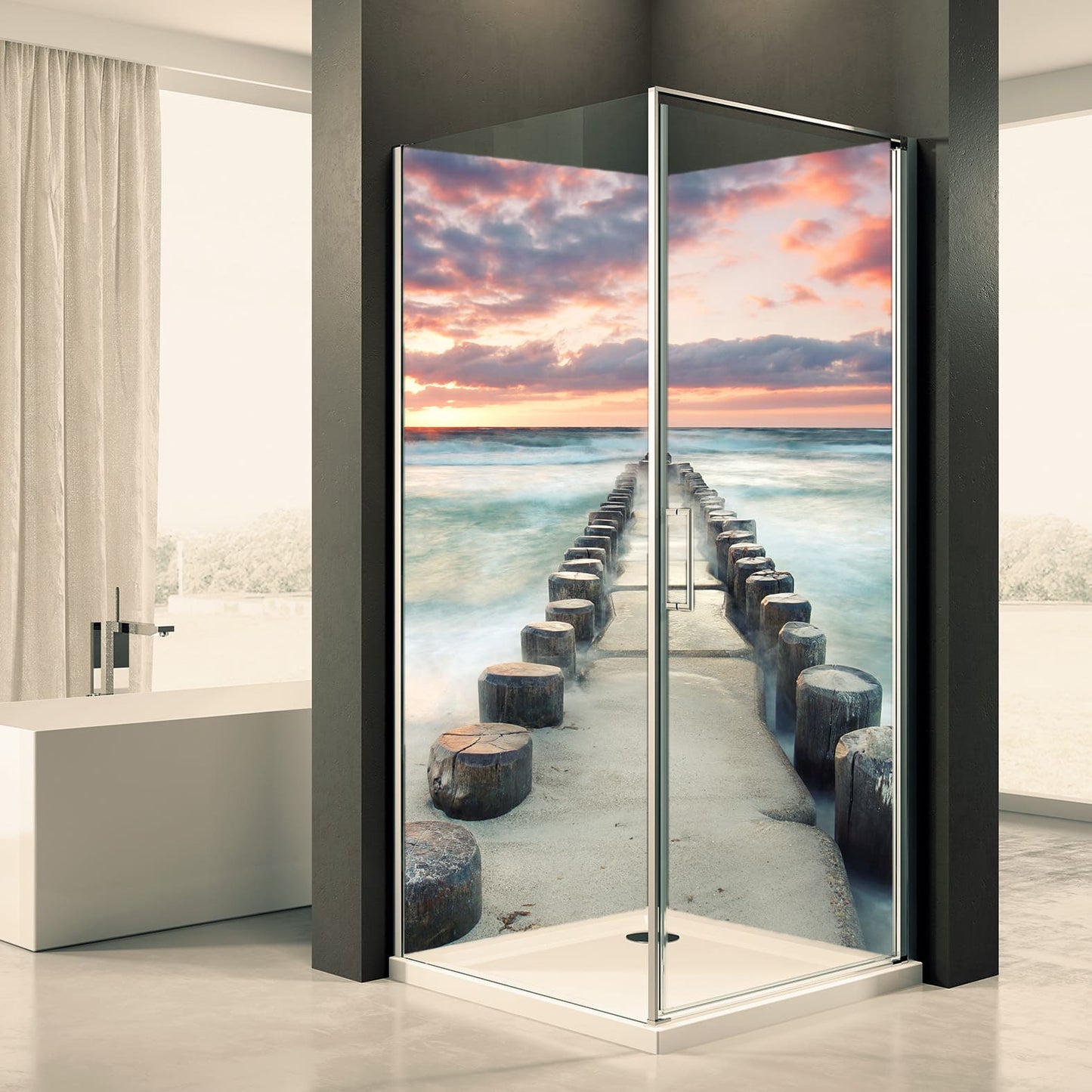 Douche achterwand steiger zee 1 motief 0203