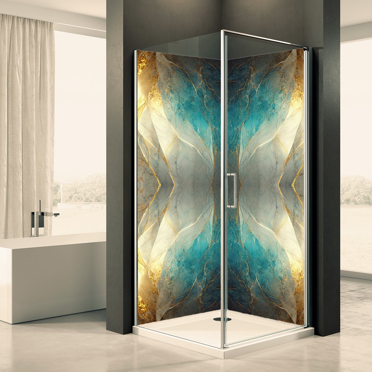 Shower back wall Aachen Cathedral motif 0032