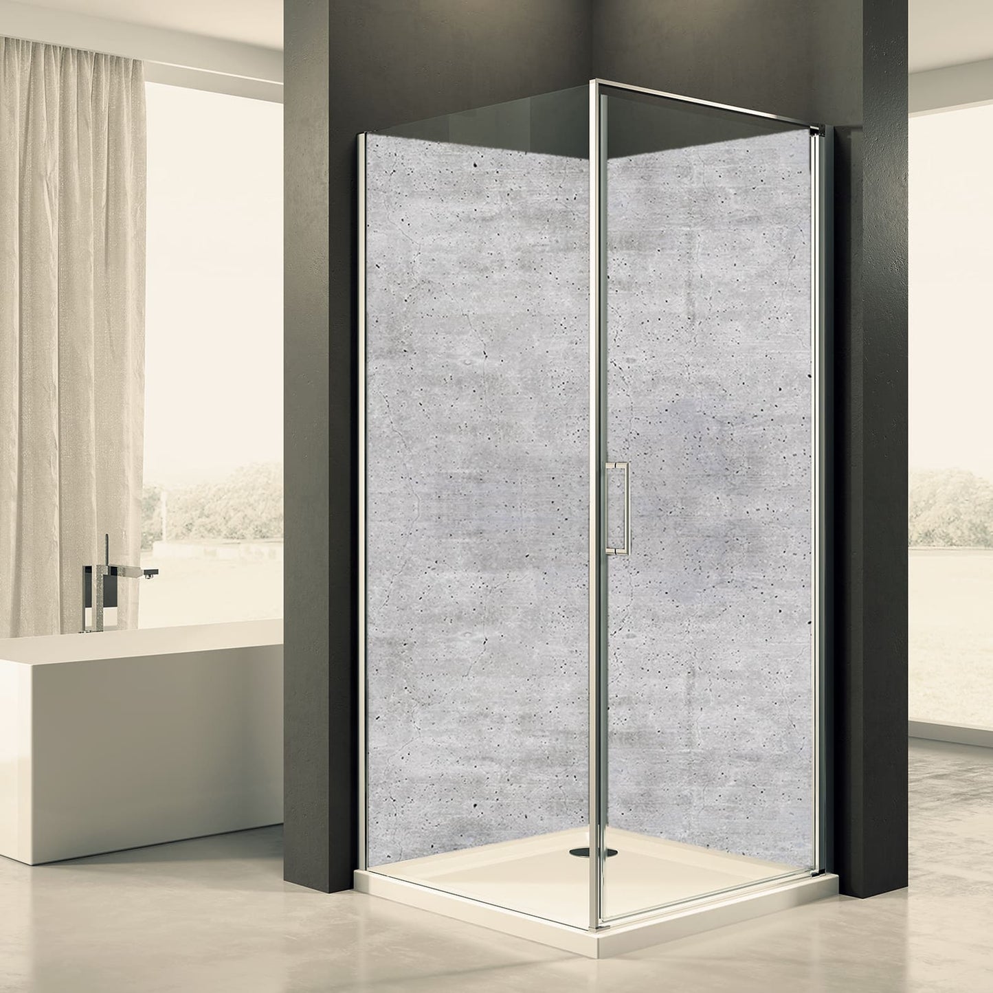 Light concrete shower back wall motif 0006