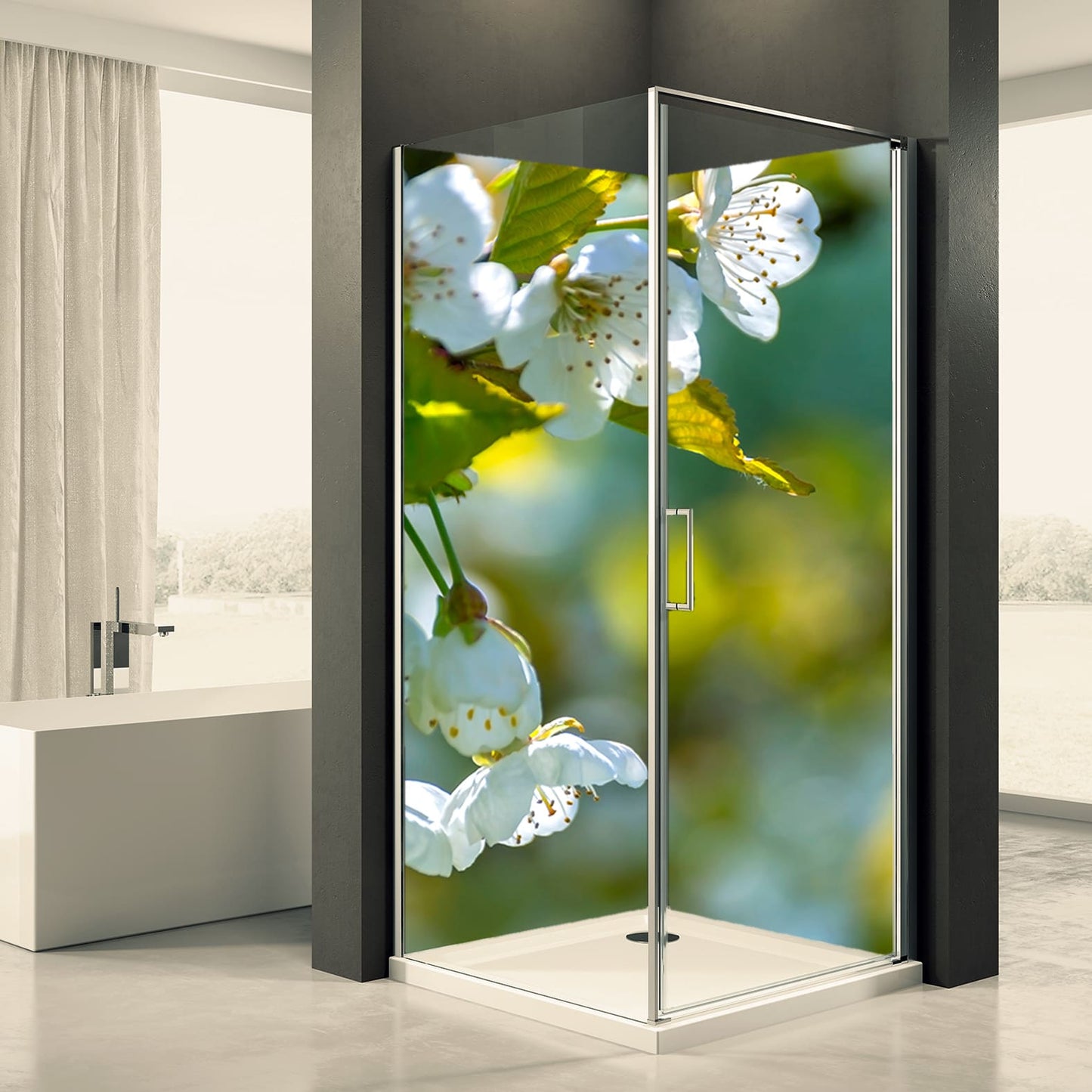 Shower back wall apple blossom motif 0007