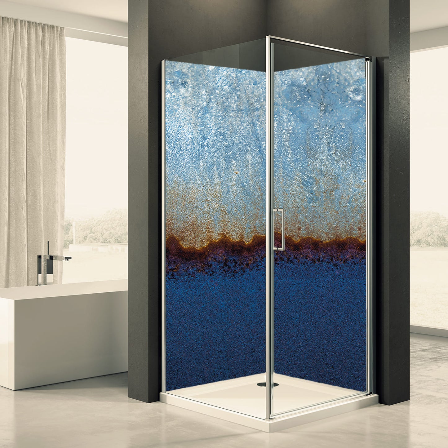 Shower back wall metal motif 0019