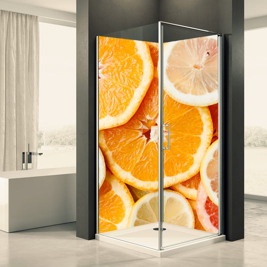 Shower back wall orange motif 0023