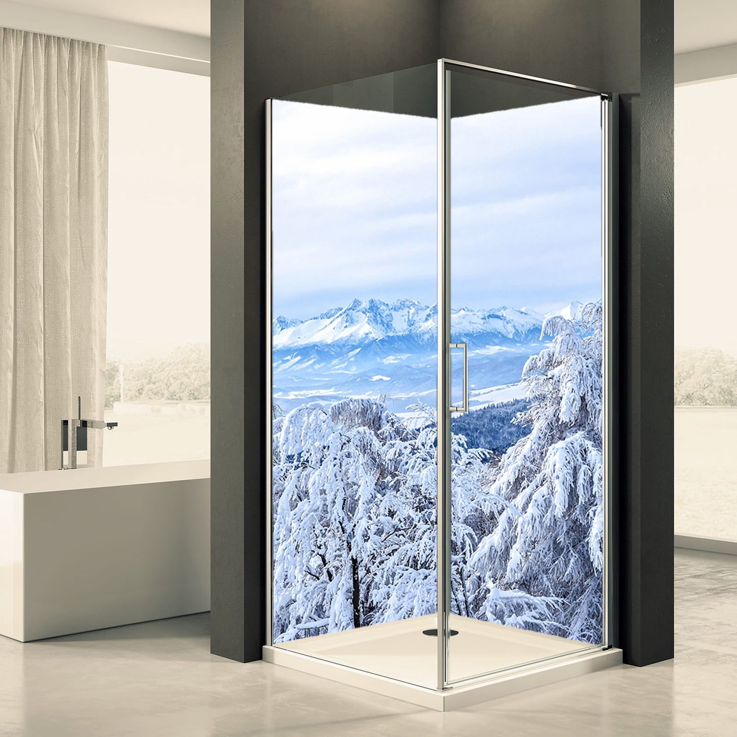 Shower back wall snow motif 0028