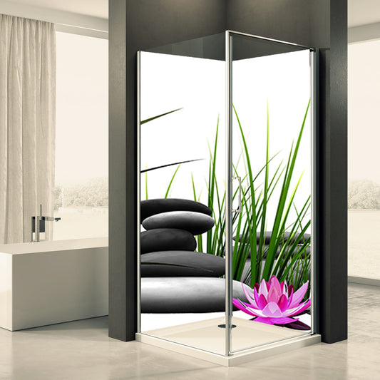 Shower back wall reed grass lily motif 0036