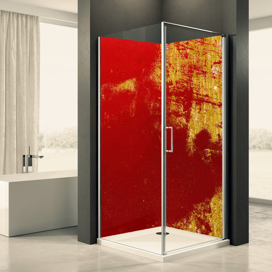 Shower back wall red gold motif 0038