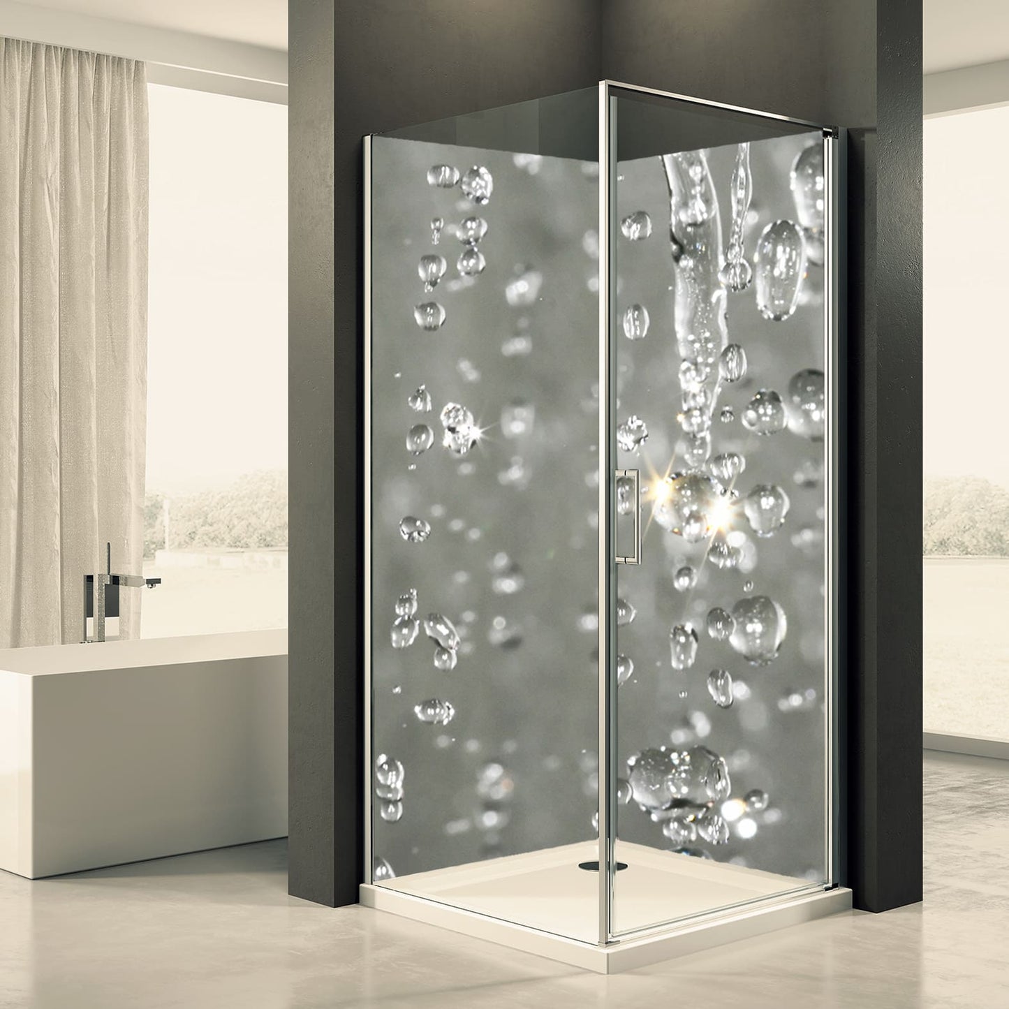 Shower back wall drops motif 0043