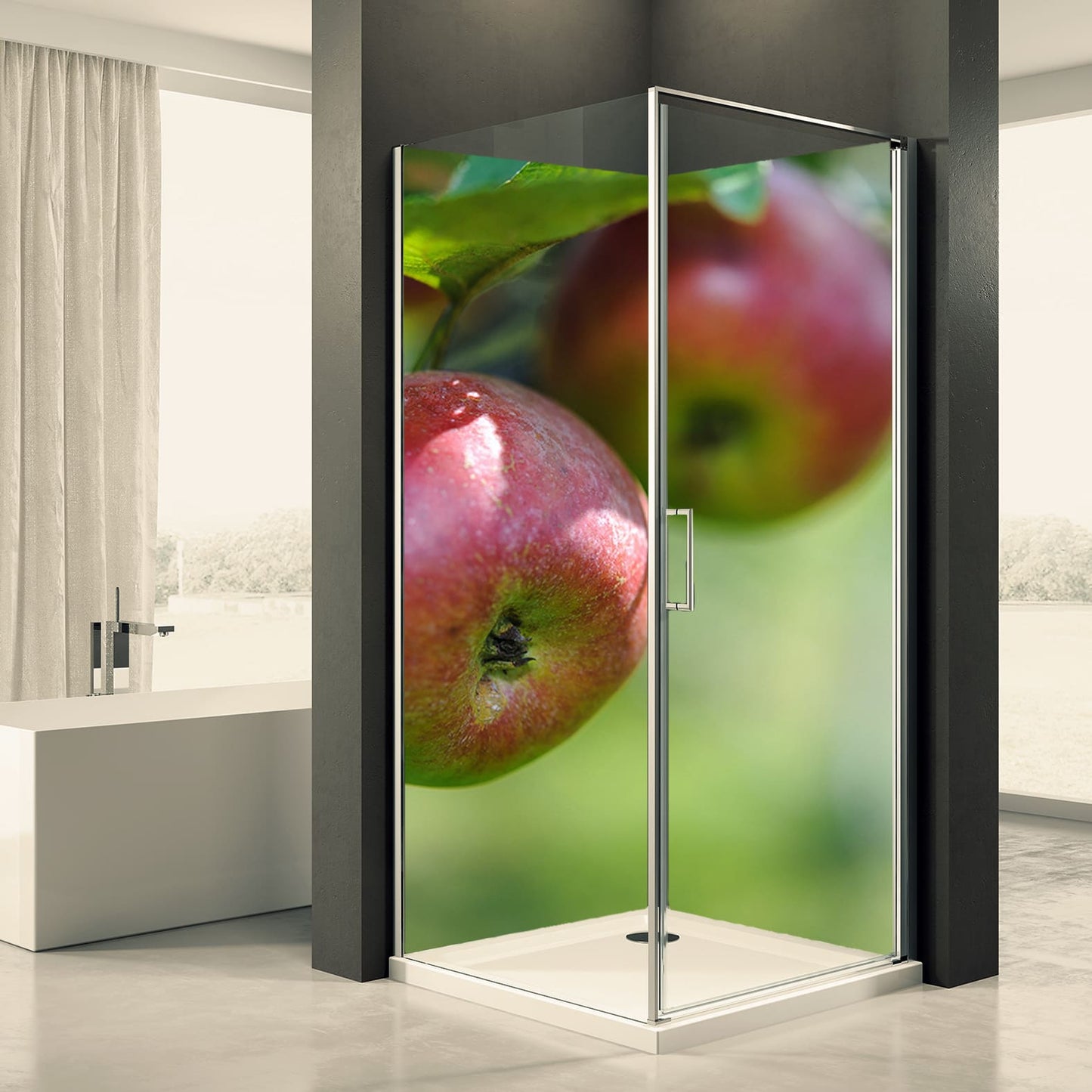 Shower back wall apple motif 0048