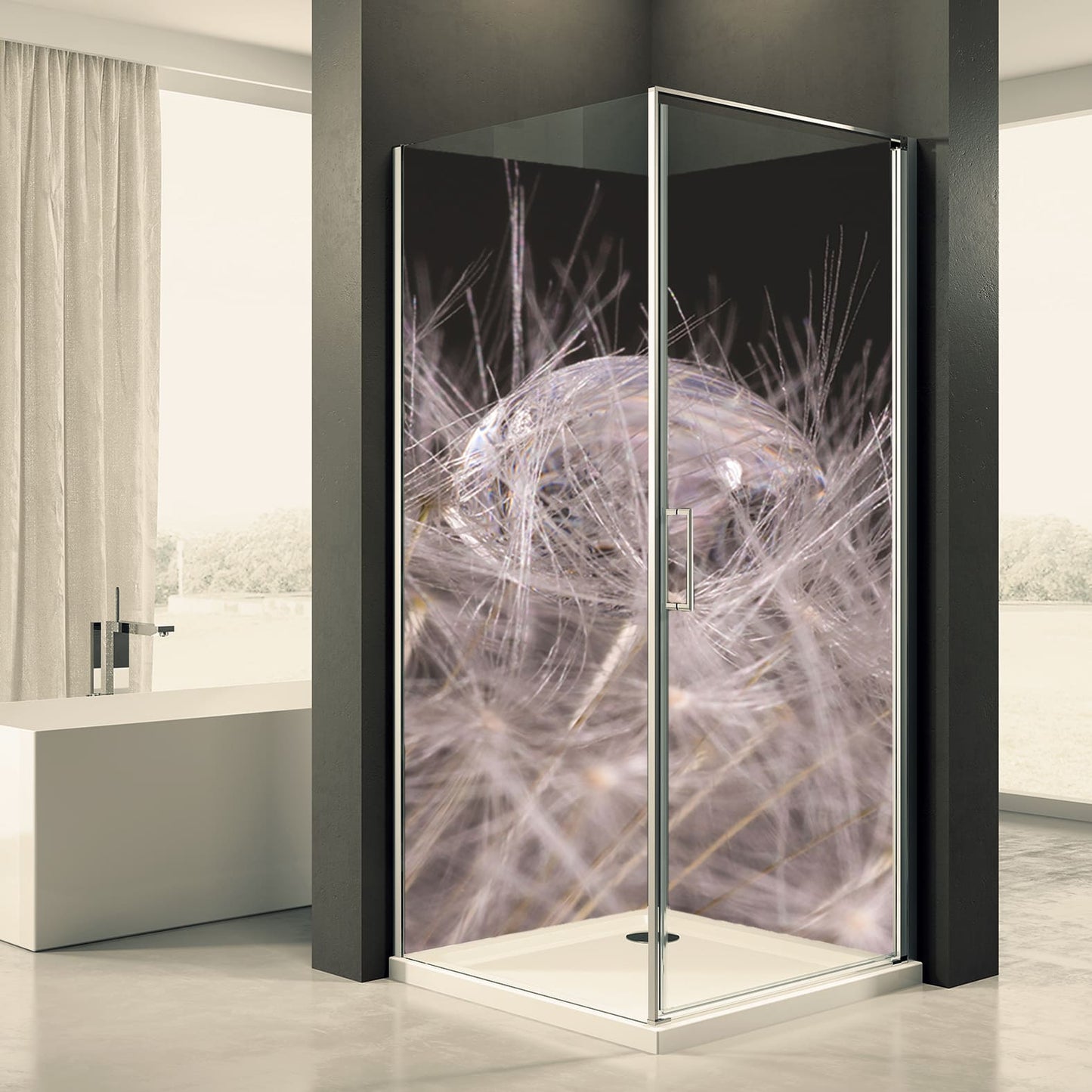 Shower back wall dandelion motif 0057