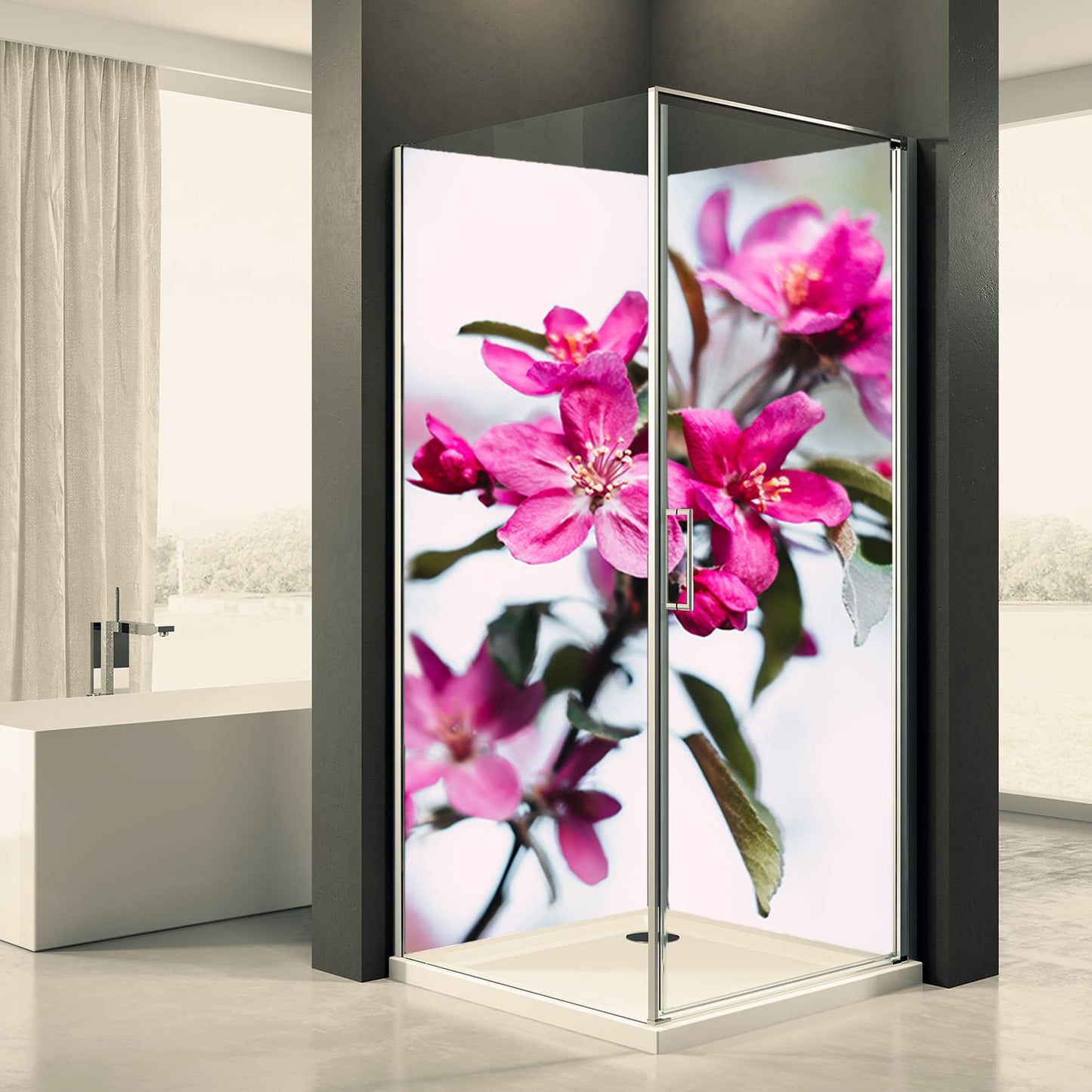 Shower back wall tree blossom 2 motif 0066