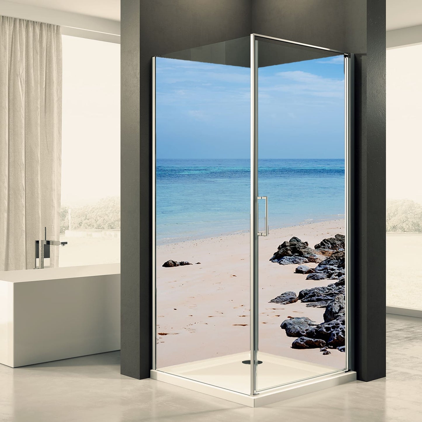 Shower back wall sandy beach 3 motif 0075