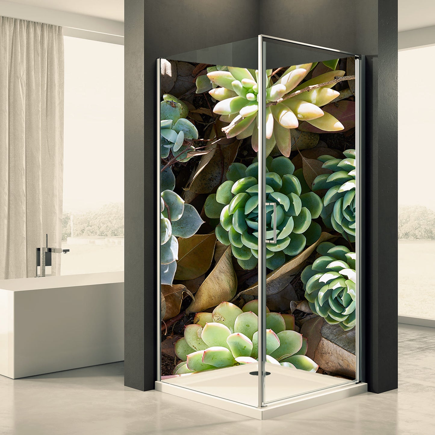 Shower back wall Succulent motif 0091