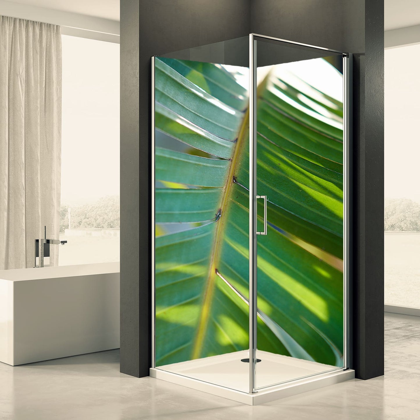 Shower back wall palm leaf motif 0093