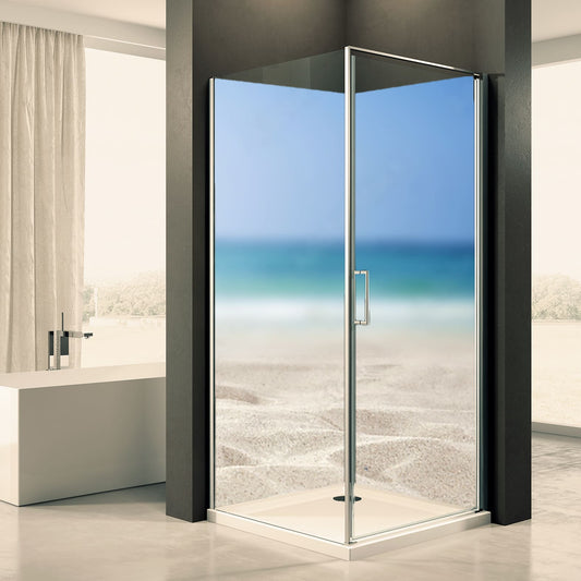 Shower back wall sand sea beach motif 0132