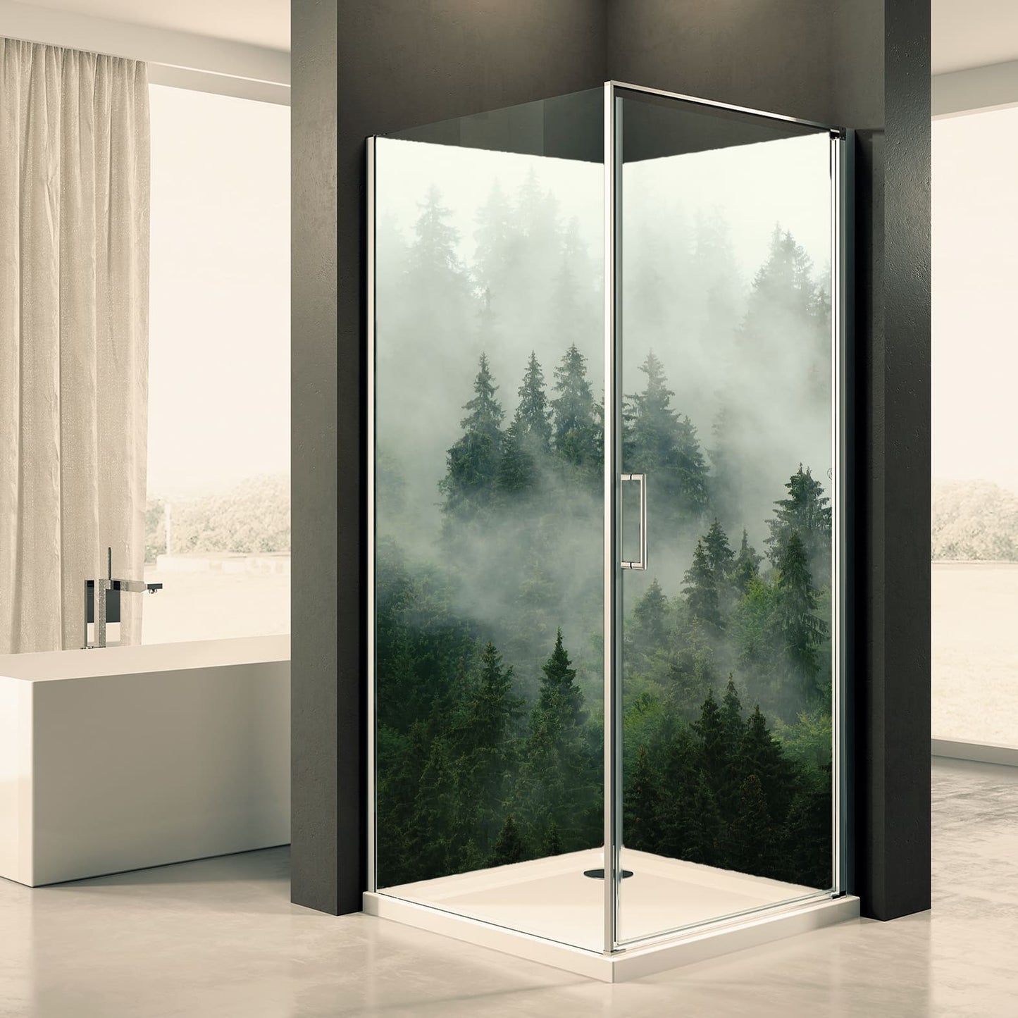 Shower back wall forest fog 2 motif 0140