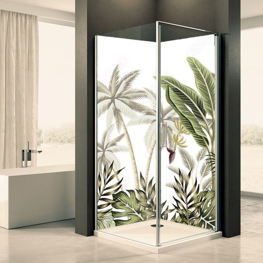 Shower back wall jungle leaves motif 0143