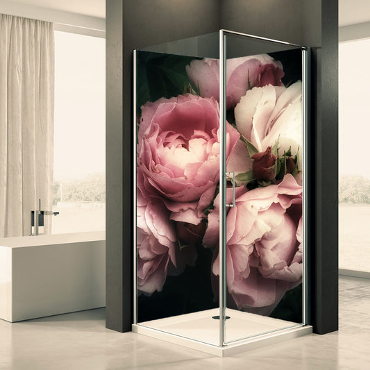 Shower back wall roses nostalgic motif 0147