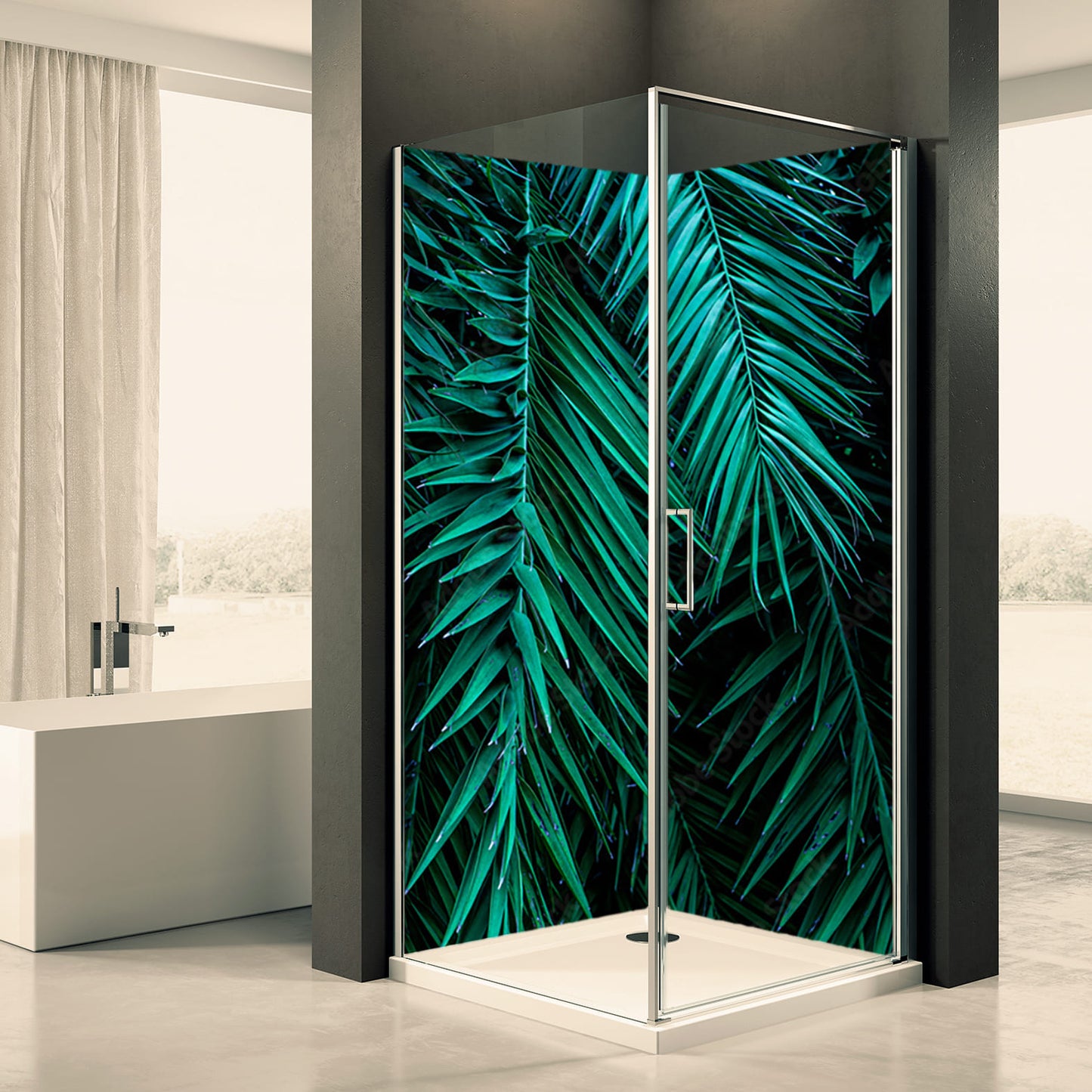 Shower back wall palm leaf motif 0156