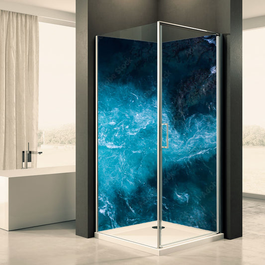 Shower back wall water waves motif 0158