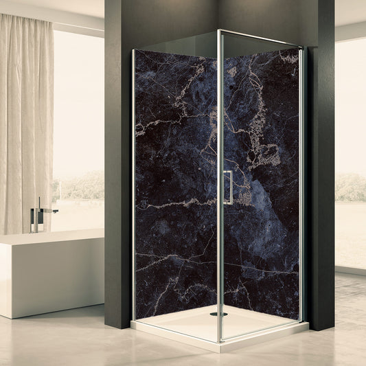 Shower back wall marble black motif 0180