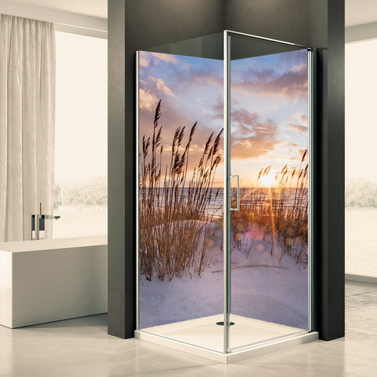 Shower back wall sand dunes sunset motif 0195