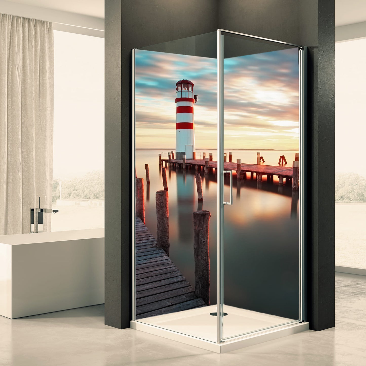 Shower back wall lighthouse 6 motif 0202