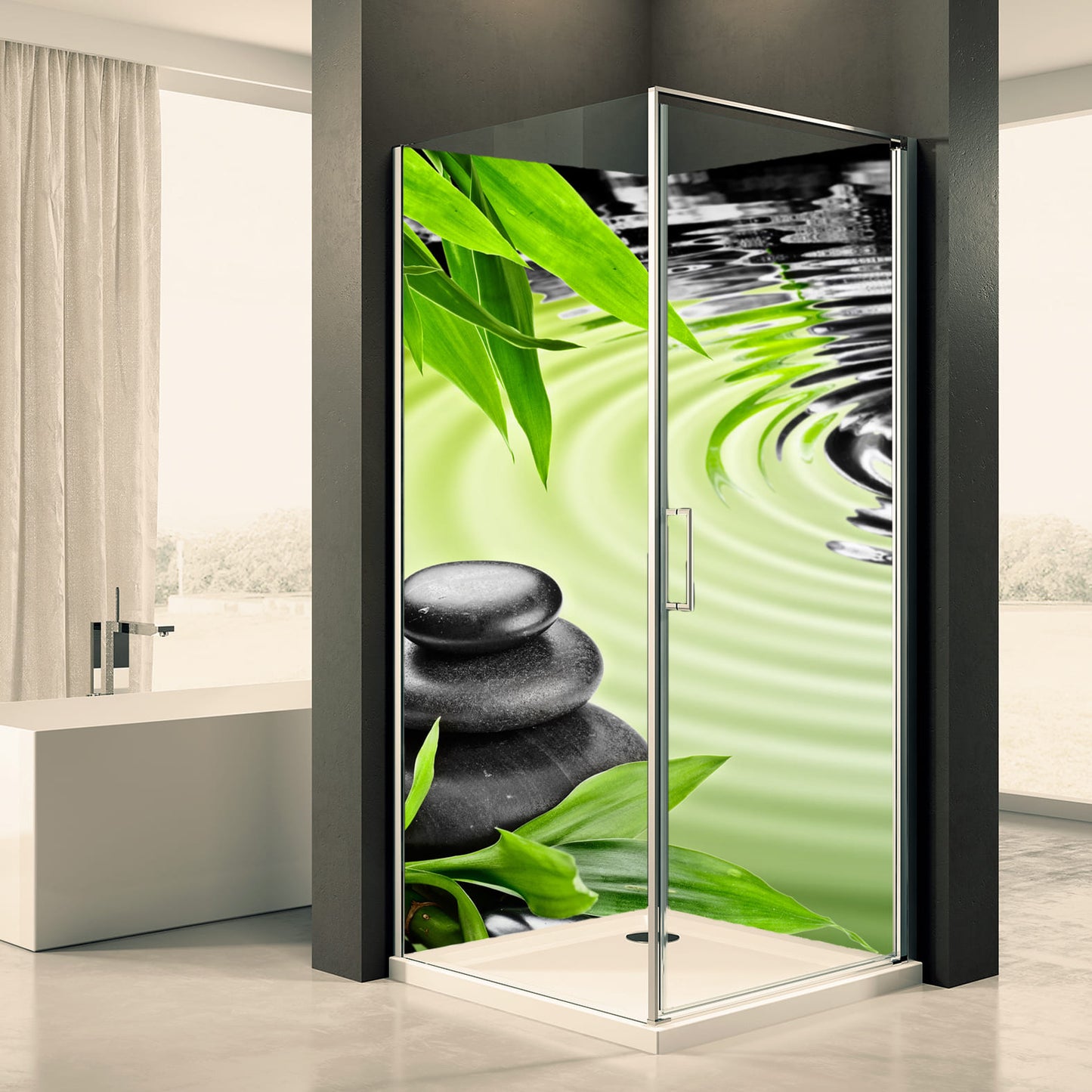 Shower back wall bamboo stones 3 motif 0228