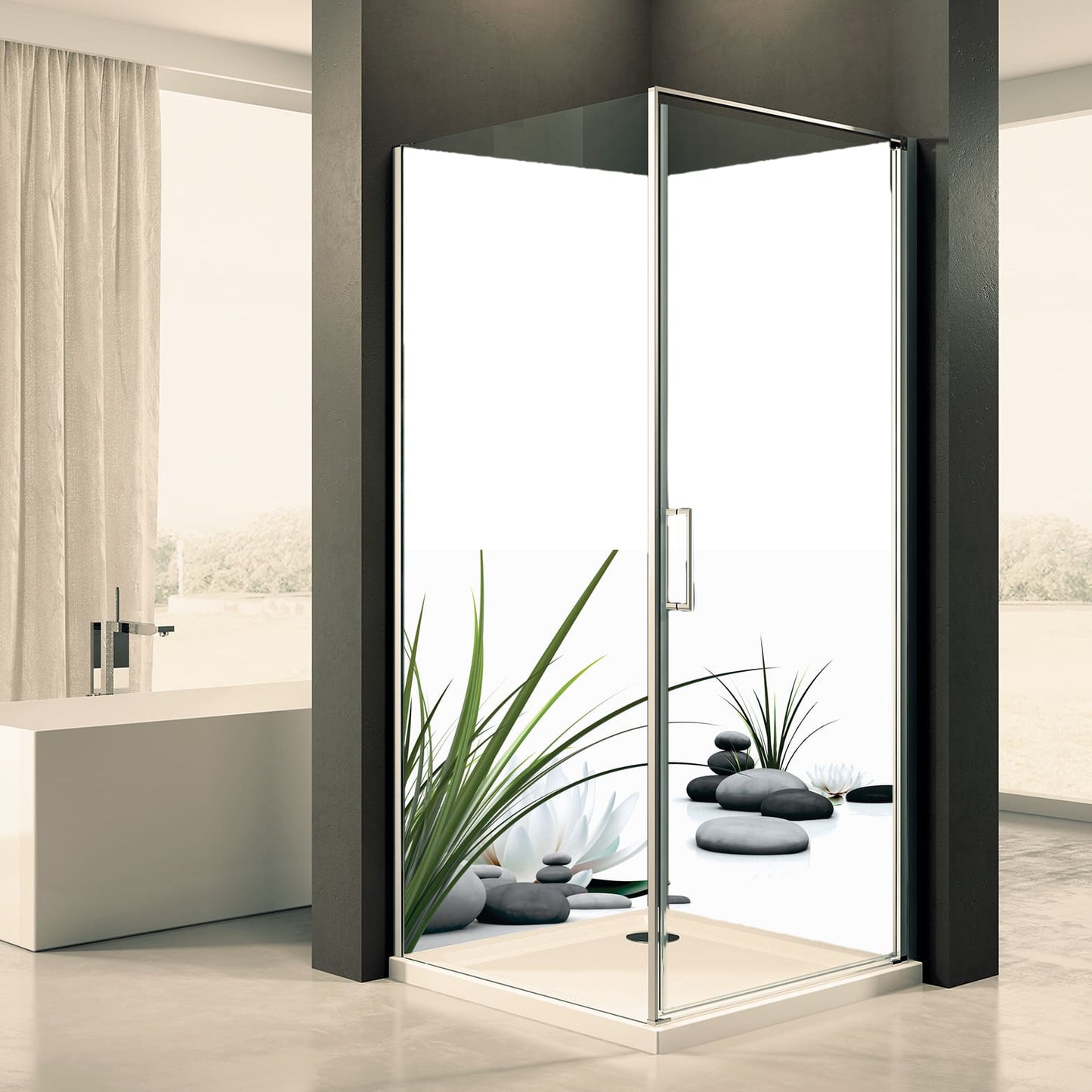 Shower back wall Zen Lotus 1 motif 0230