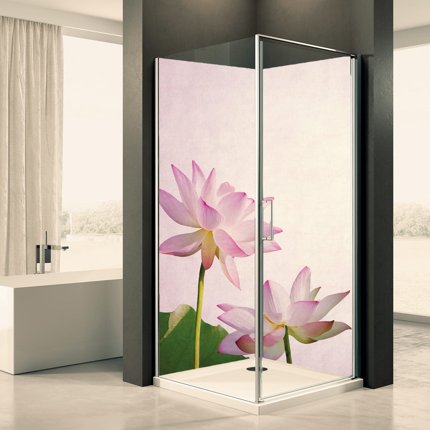 Shower back wall Zen Lotus 3 motif 0232