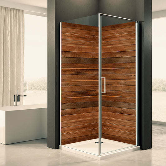 Shower back wall wood red brown motif 0250