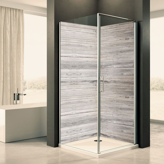 Shower back wall wood gray motif 0251