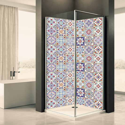 Shower back wall mosaic tiles colorful motif 0257