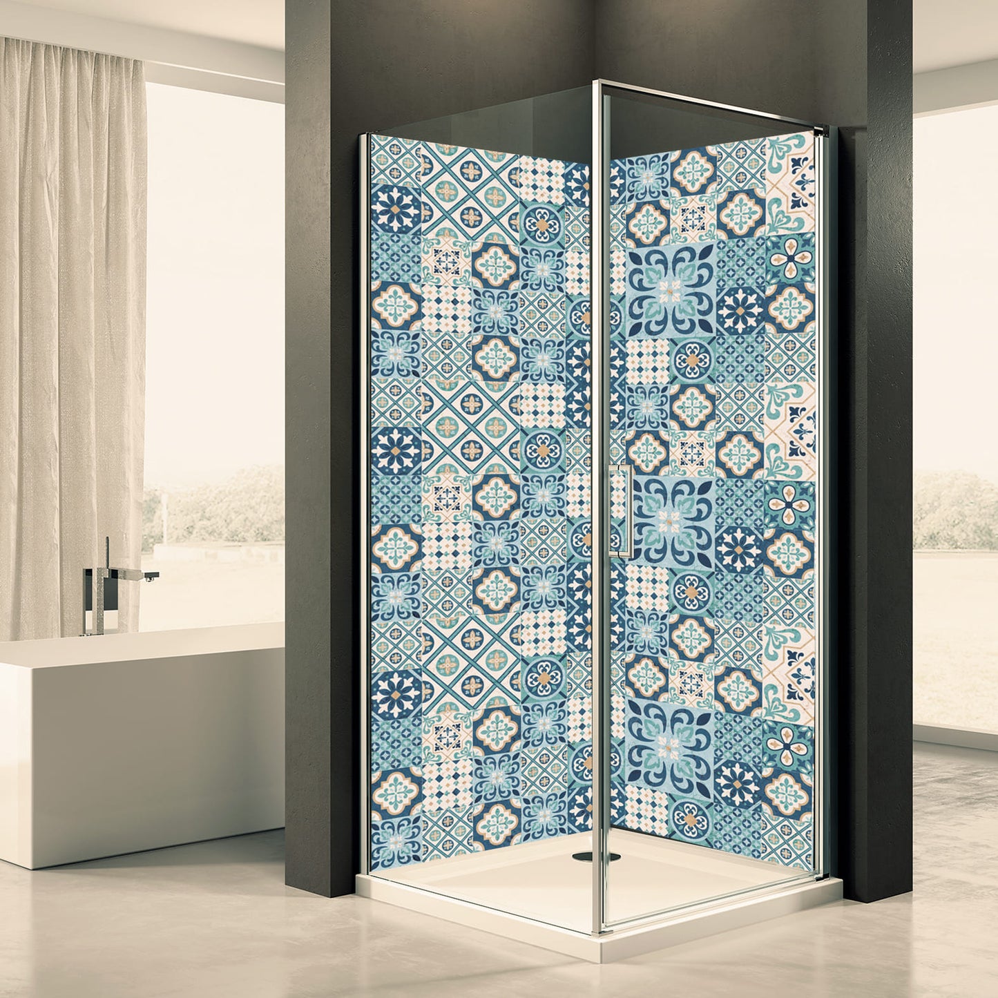 Shower back wall retro tiles 1 motif 0259