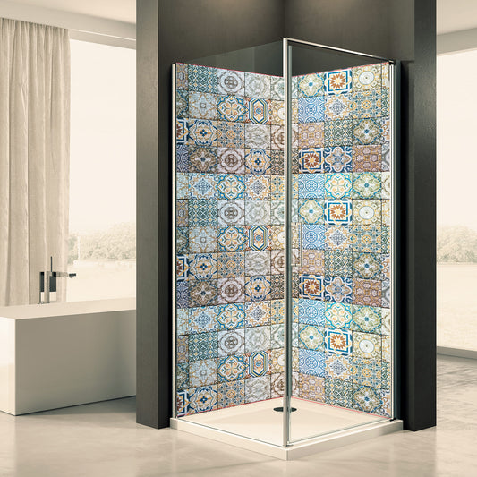 Shower back wall retro tiles 4 motif 0262