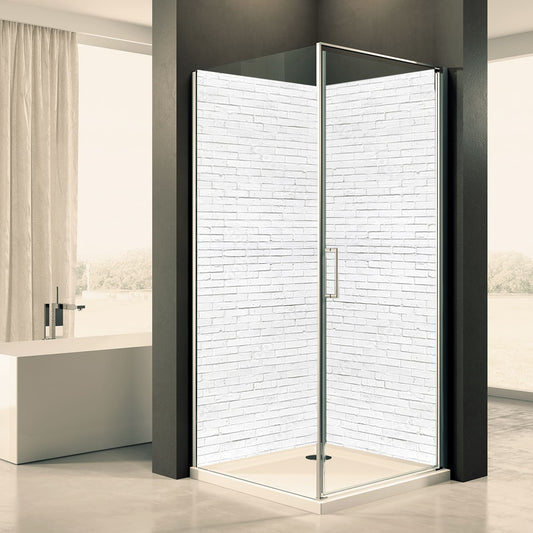 Shower back wall brick wall white motif 0265