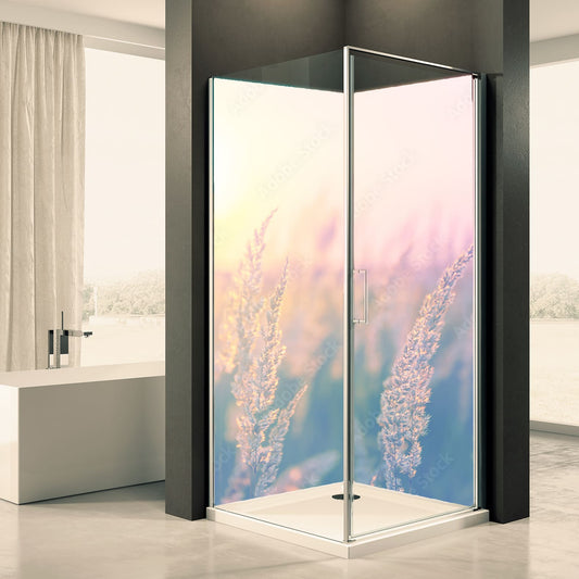 Shower back wall pastel grass motif 0290