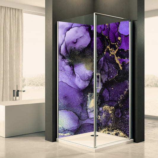 Shower back wall purple gold motif 0318