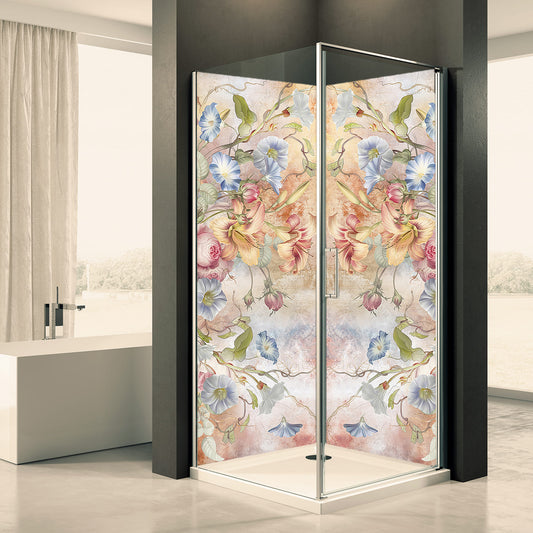 Shower back wall flower tendril motif 0324