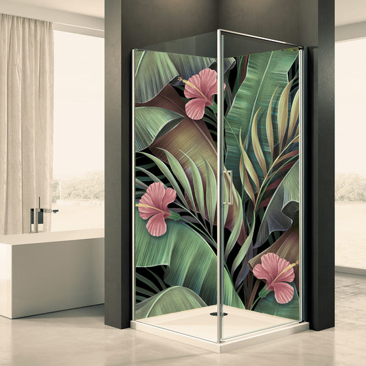 Shower back wall flower leaves motif 0327