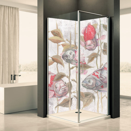 Shower back wall fish motif 0328