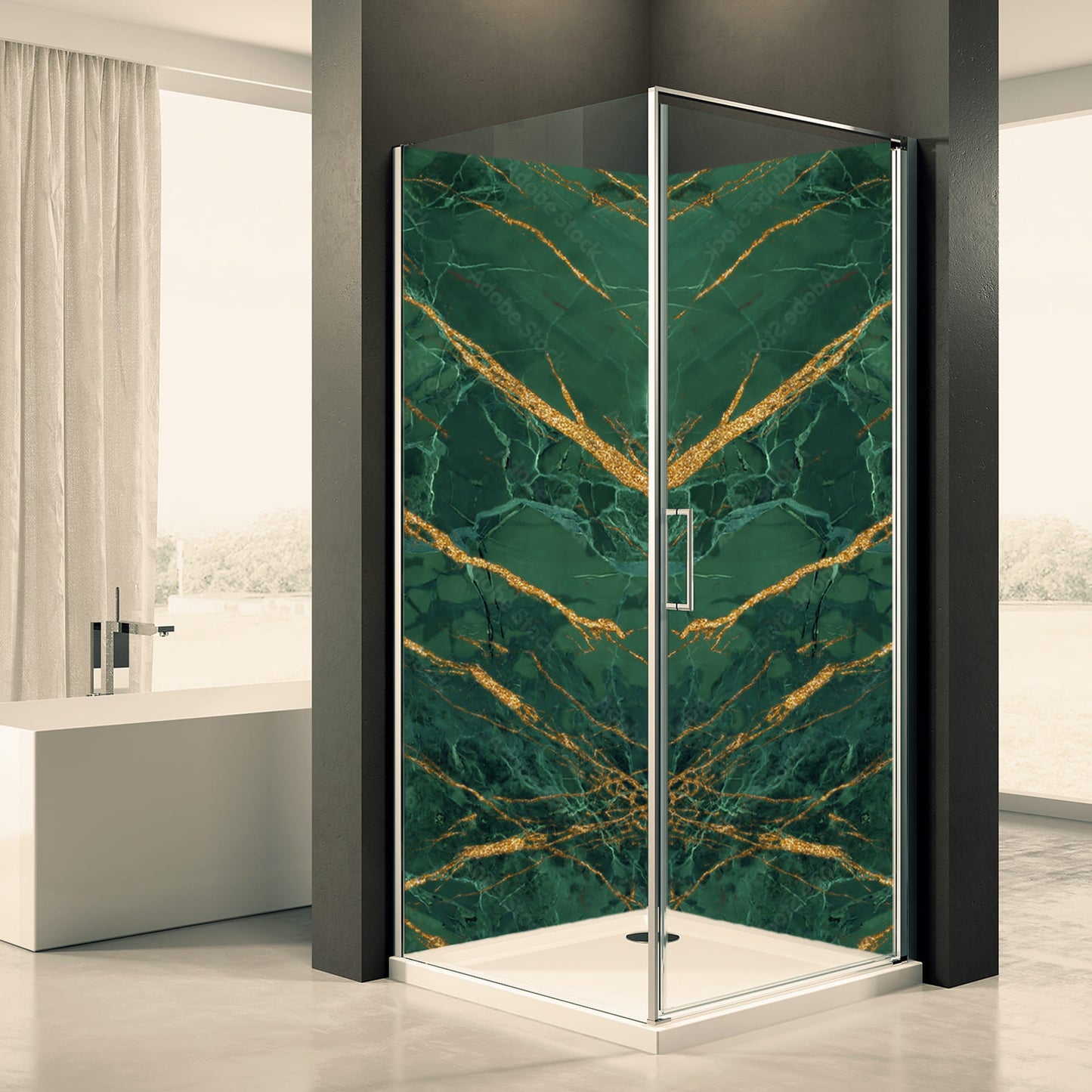 Shower back wall green gold 2 motif 0331