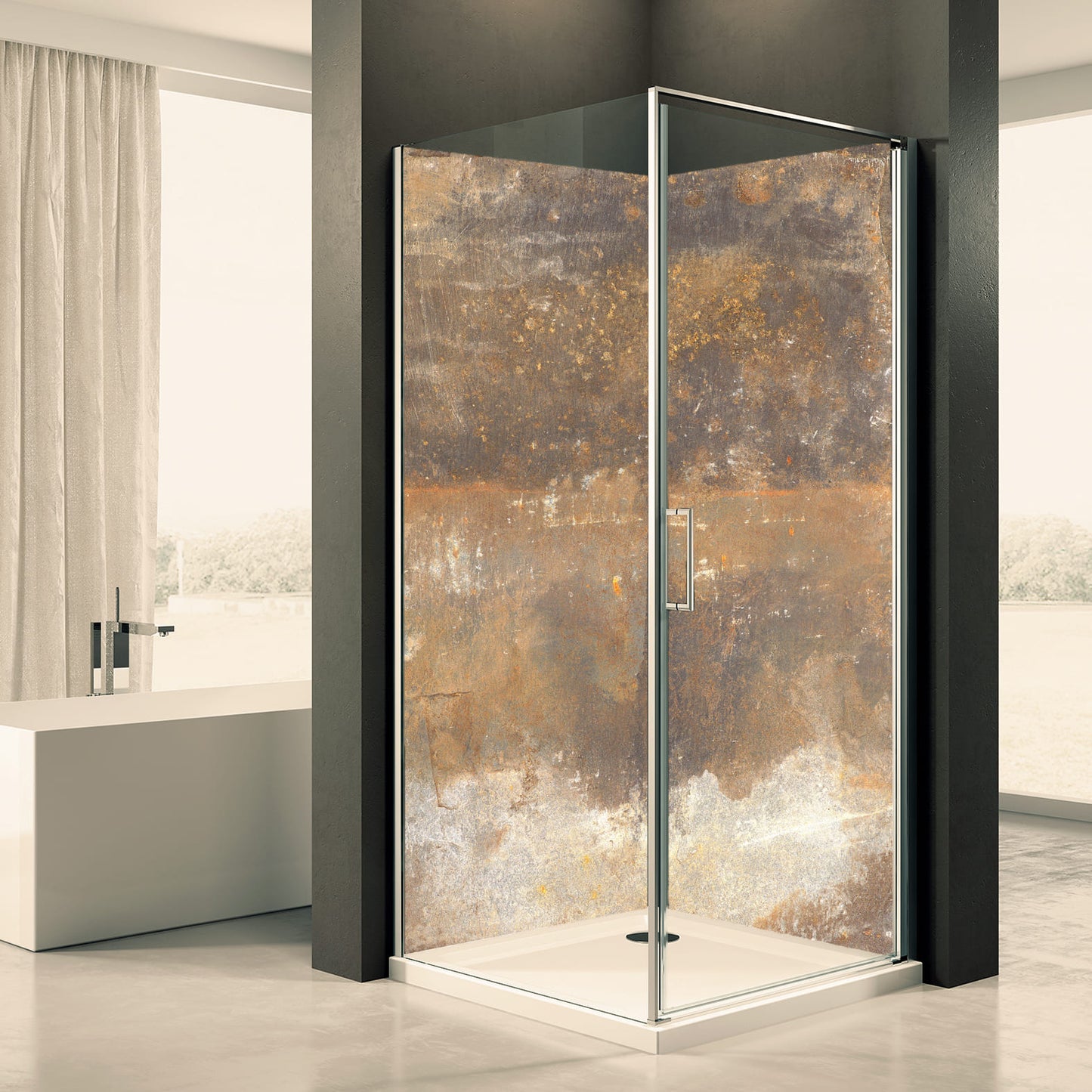 Shower back wall beige motif 0336