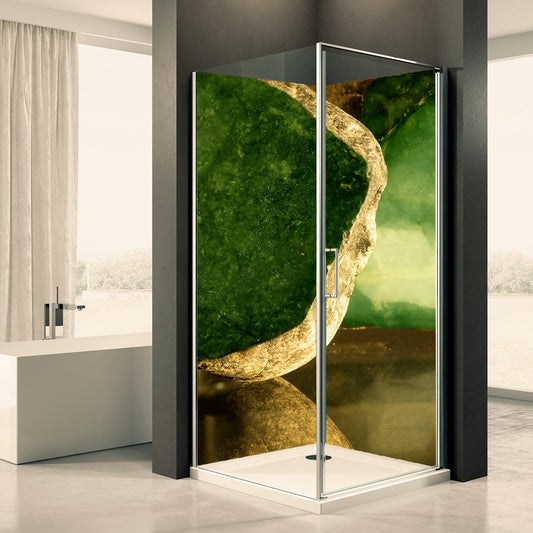 Shower back wall gold stone motif 0365