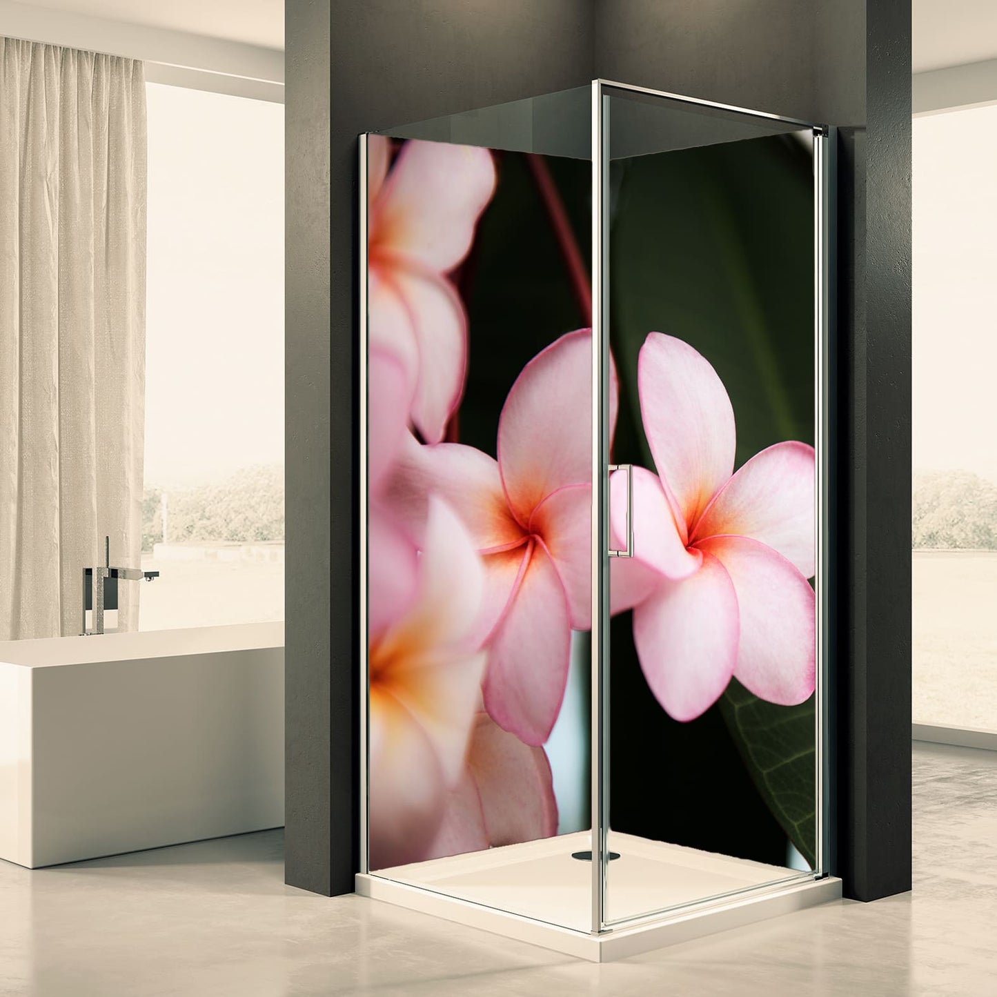 Shower back wall flowers motif 0434