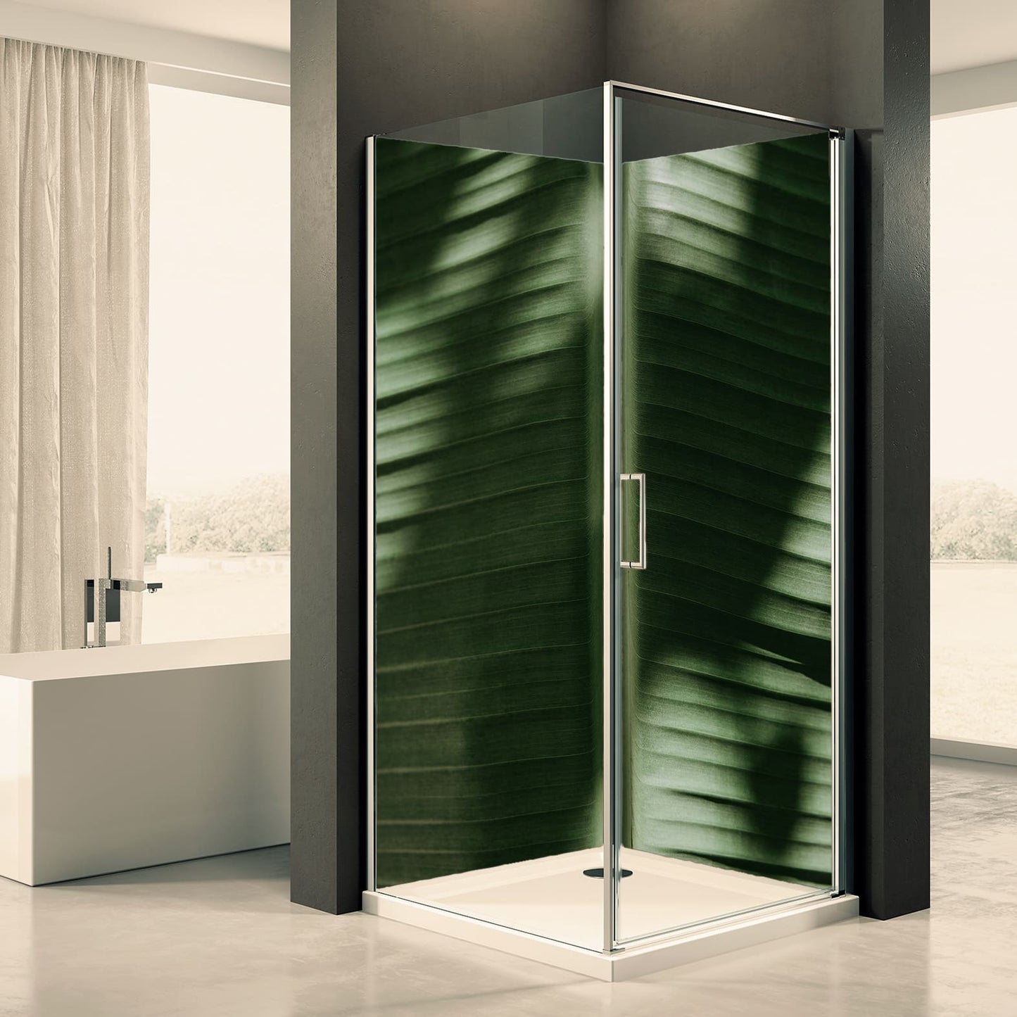 Shower back wall palm leaf motif 0437