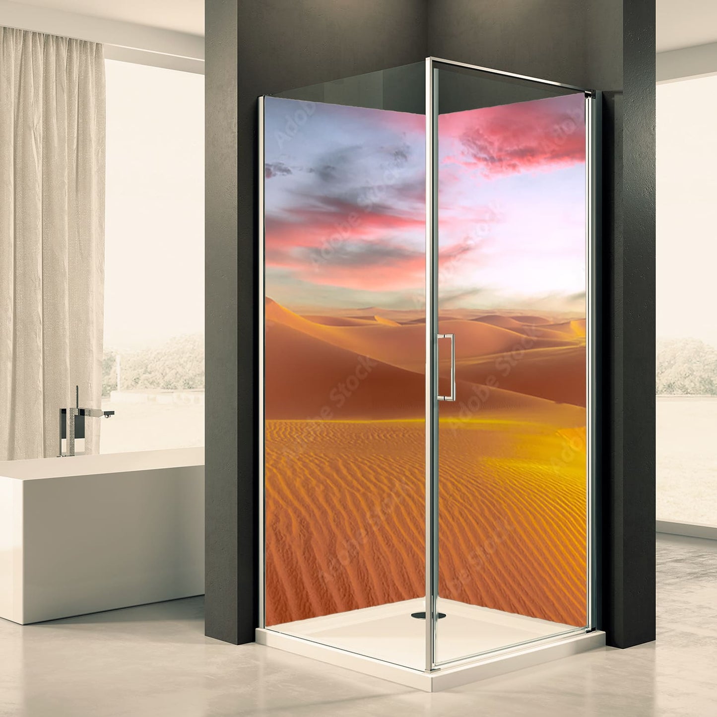 Shower back wall desert motif 0453