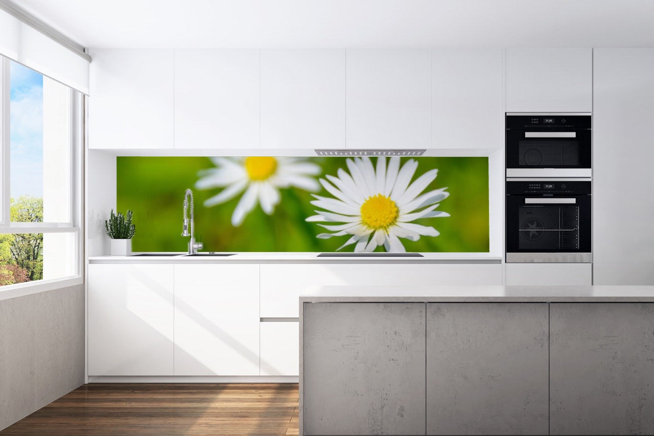 Kitchen back wall daisy motif 0009