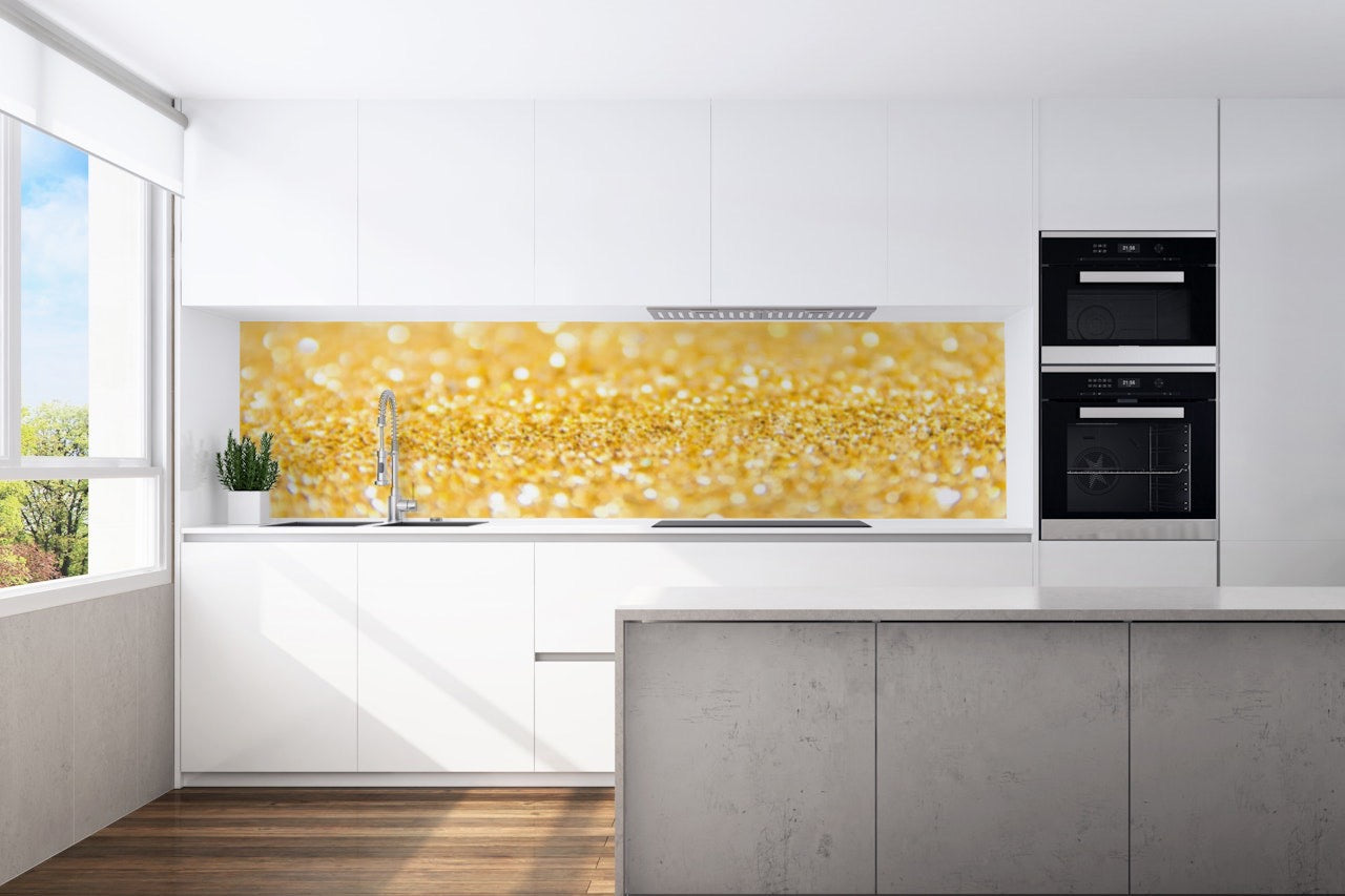 Kitchen back wall gold motif 0014