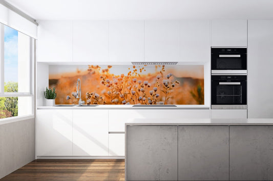 Kitchen back wall autumn flower motif 0015