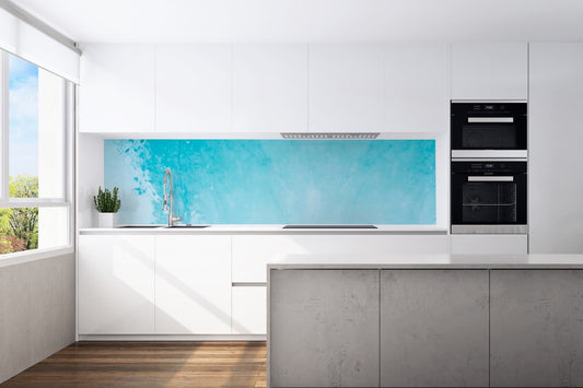 Kitchen back wall concrete blue motif 0020